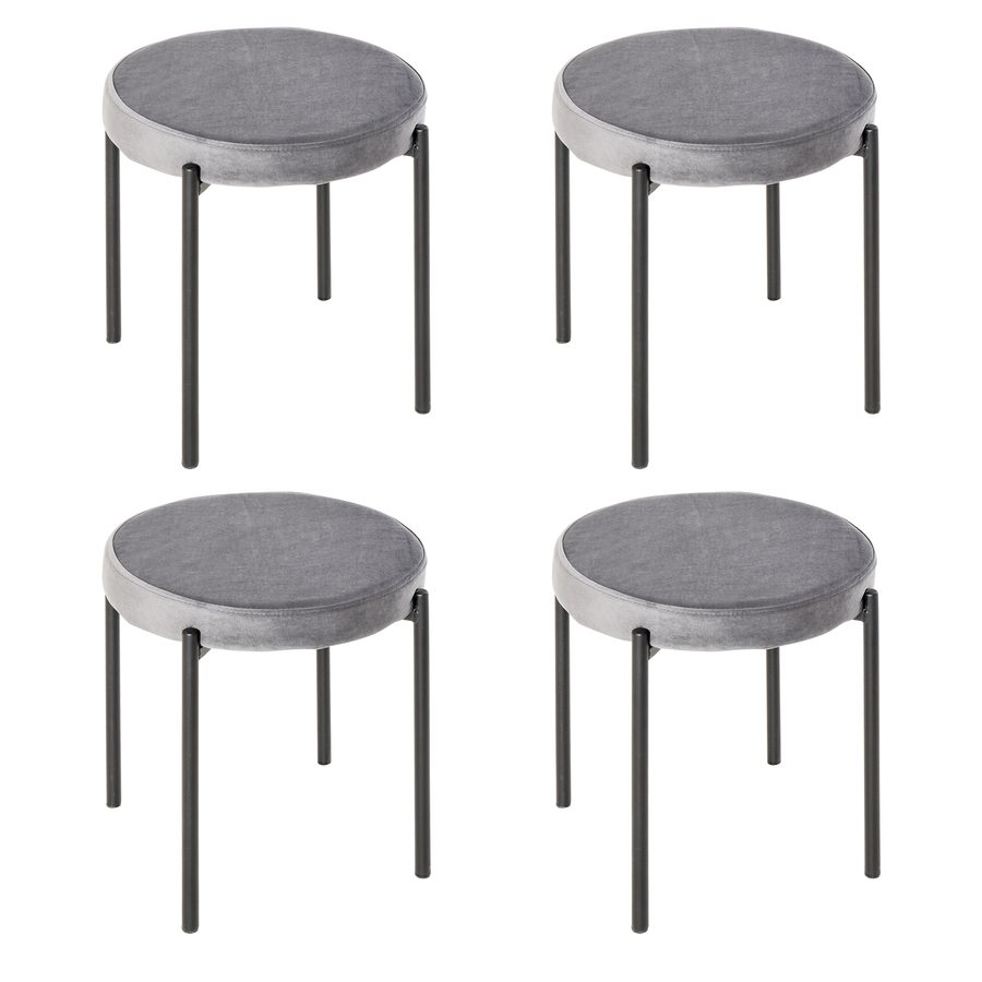 HOMCOM 4er-Set Barhocker ohne Lehne, Metallhocker, Küchenstuhl mit gepolstertem Sitz in Samtoptik, Grau   Aosom.de von HOMCOM