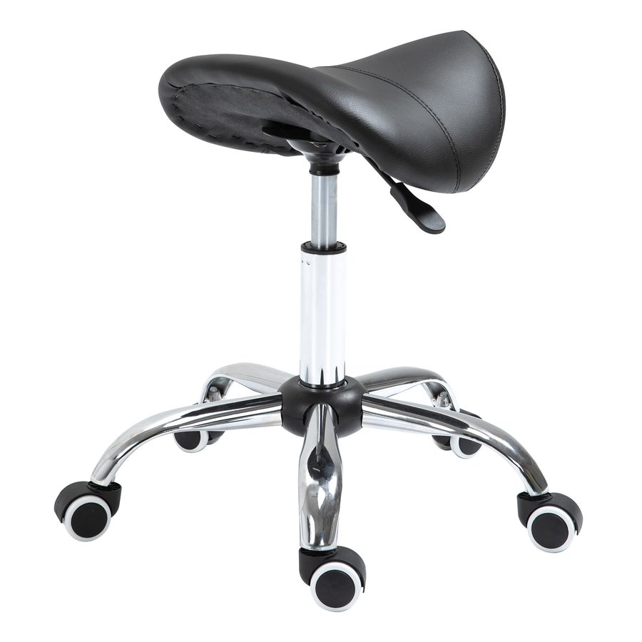 HOMCOM Sattelhocker Arbeitshocker Drehstuhl höhenverstellbar gepolstert in Schwarz, ideal für Kosmetik & Büro   Aosom.de von HOMCOM