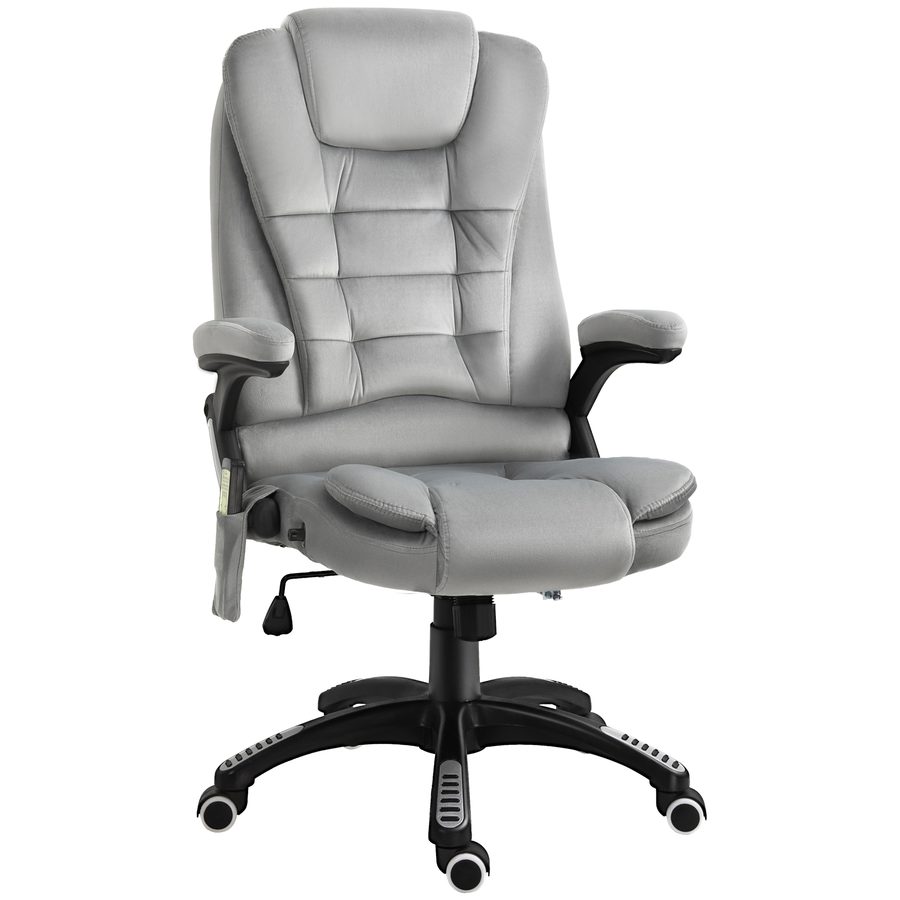 Vinsetto Massage Bürostuhl ergonomisch höhenverstellbar mit PU-Rädern in Grau für komfortables Arbeiten und Entspannung   Aosom.de von Vinsetto