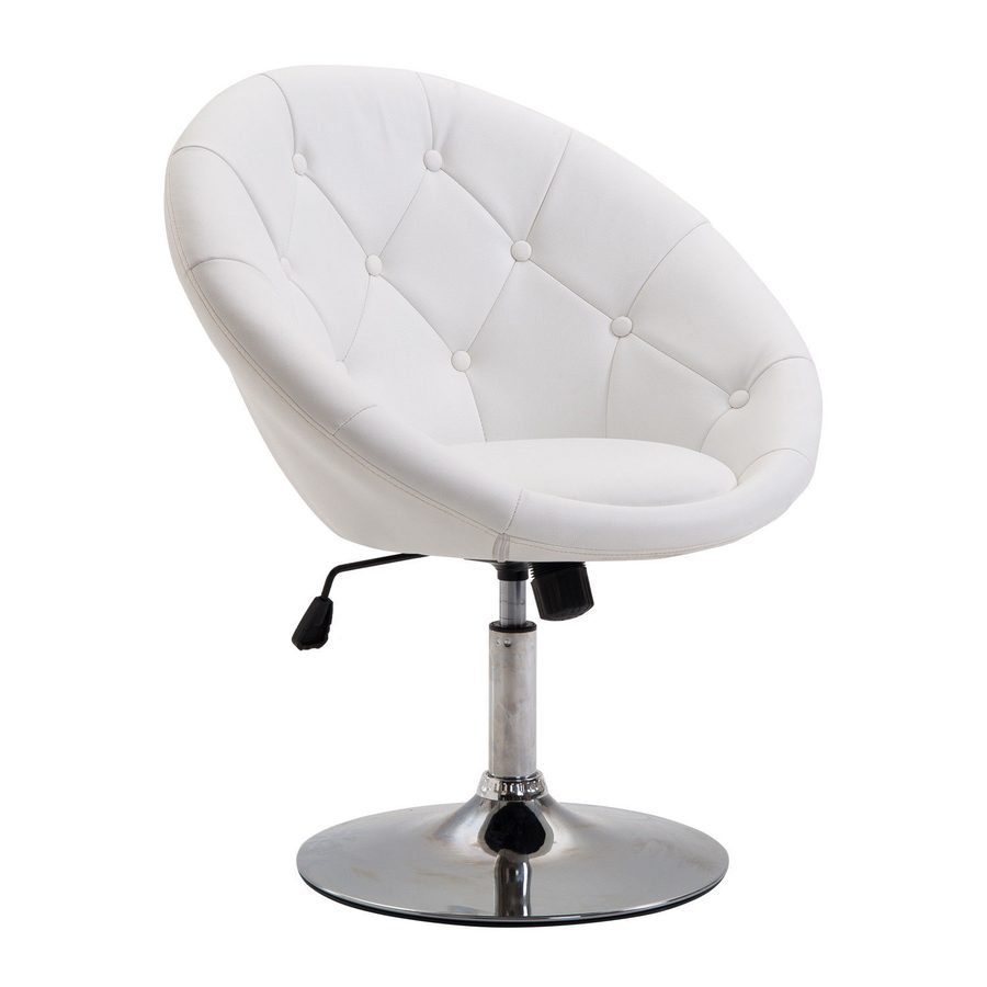 HOMCOM Arbeitshocker Drehhocker verchromt höhenverstellbar Schwarz Weiß PU Stahl 56x71x78-90cm für Büro & Werkstatt   Aosom.de von HOMCOM