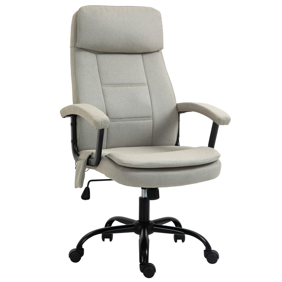 Vinsetto Bürostuhl mit Massagefunktion ergonomischer Schreibtischstuhl höhenverstellbar mit Wippfunktion Beige für Komfort im Homeoffice   Aosom.de von Vinsetto