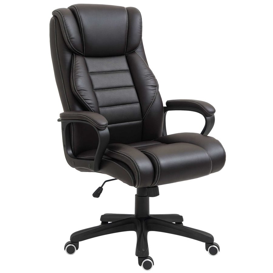 Vinsetto Bürostuhl mit Massagefunktion, Ergonomischer Chefsessel mit Vibrationsmassage, Wippfunktion, Höhenverstellbarer Schreibtischstuhl Drehstuhl, Braun   Aosom von Vinsetto