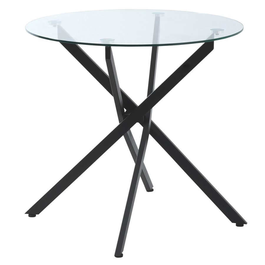 HOMCOM Couchtisch runder Glastisch Schwarz Beistelltisch mit Sicherheitsglas & Metallgestell 80x80x75 cm modern & stilvoll   Aosom.de von HOMCOM