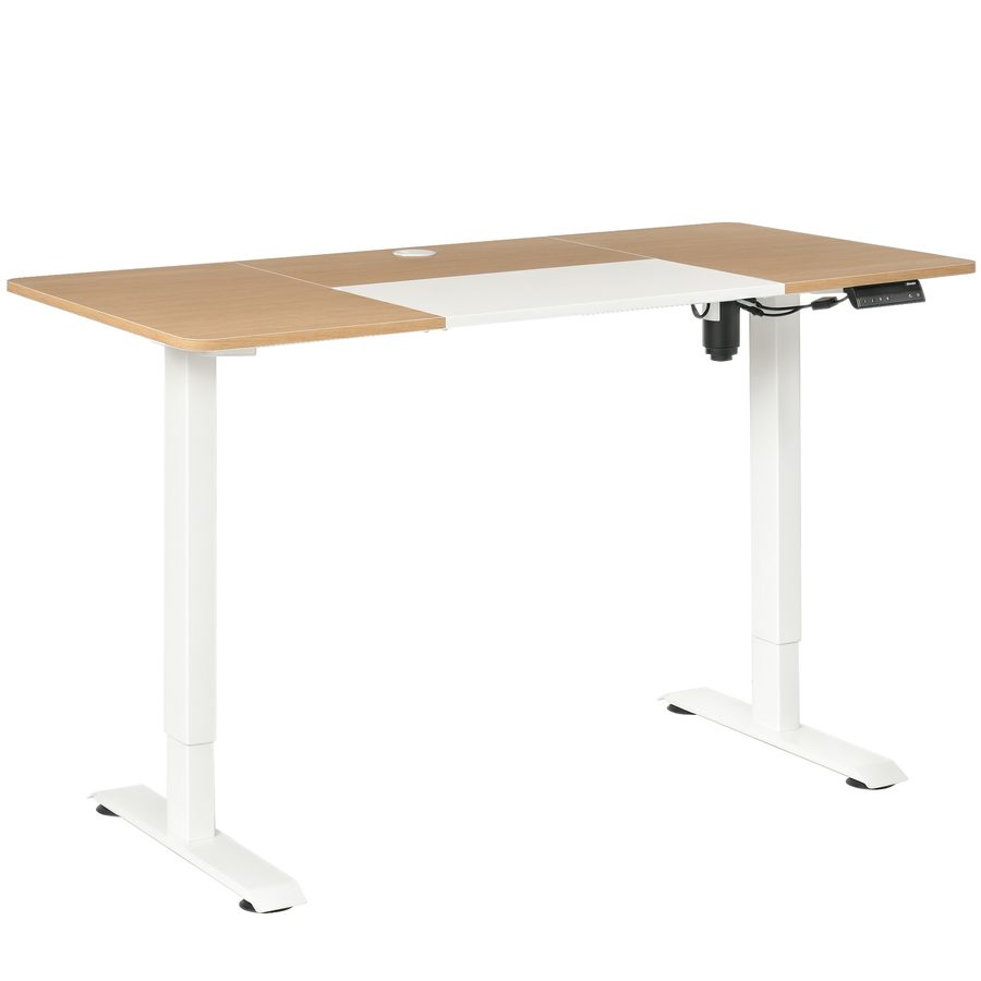 Vinsetto Computertisch  Elektrischer Schreibtisch, Stehschreibtisch, höhenverstellbar, Tischgestell mit Motor, Metall, Natur+Weiß  Aosom von Vinsetto