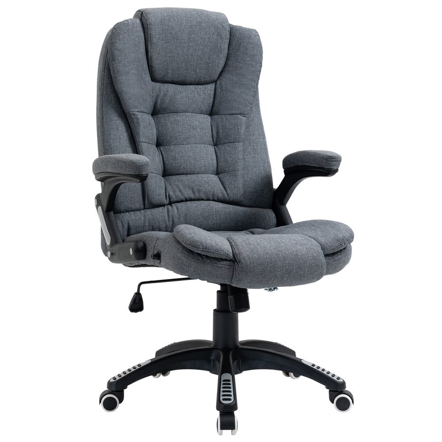Vinsetto Bürodrehstuhl, ergonomischer Bürodrehstuhl mit verstellbarer Höhe, gepolsterten Armlehnen, neigbarer Rückenlehne, 360° drehbarer Sitzfläche, Grau   Aosom von Vinsetto