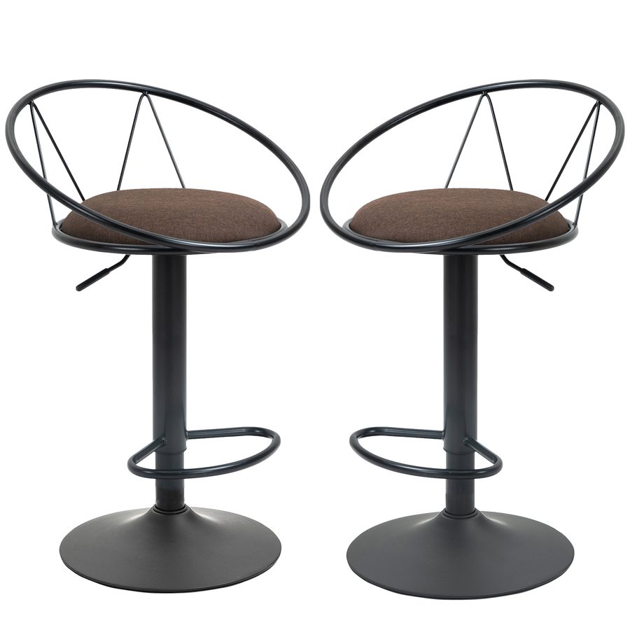 HOMCOM 2er-Set Barhocker Drehstühle Barstühle Arbeitshocker Bürohocker Verstellbare Höhe 360° schwenkbar mit rutschfesten Gummipuffer Leinen Metall   Aosom von HOMCOM