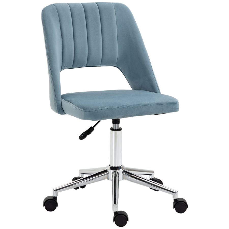 Vinsetto Drehstuhl höhenverstellbar für Wohnzimmer & Büro, Samt in Blau, ergonomischer Bürostuhl für Komfort   Aosom.de von Vinsetto