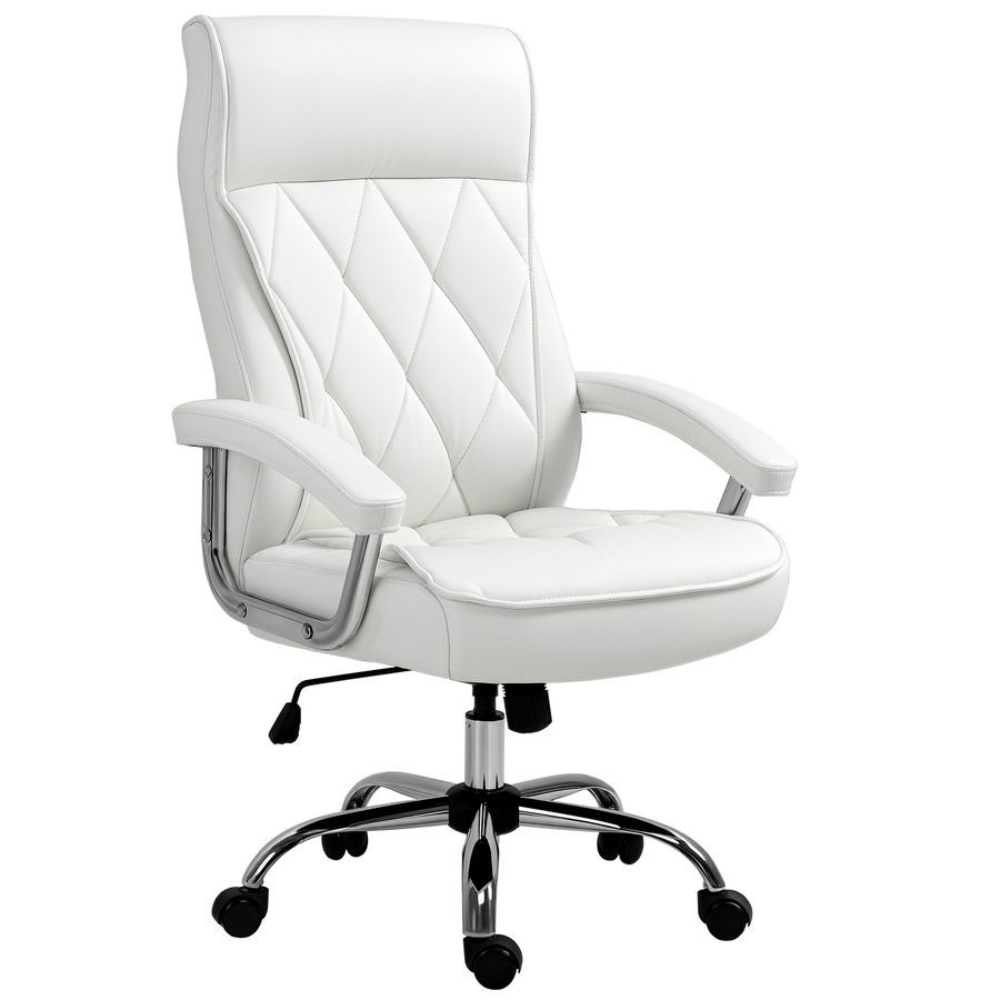 Vinsetto Bürostuhl Kunstleder, ergonomischer Schreibtischstuhl, Drehstuhl mit Wippenfunktion, höhenverstellbar, Weiß  Aosom von Vinsetto