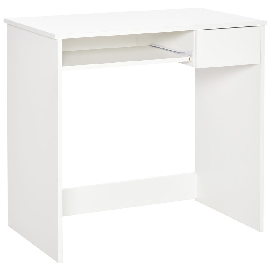 HOMCOM Büroschreibtisch, 80x45x75 cm platzsparender Schreibtisch mit Tastaturauszug, Schubfach für Dokumente, Computertisch für Zuhause, Büro, Weiß   Aosom von HOMCOM