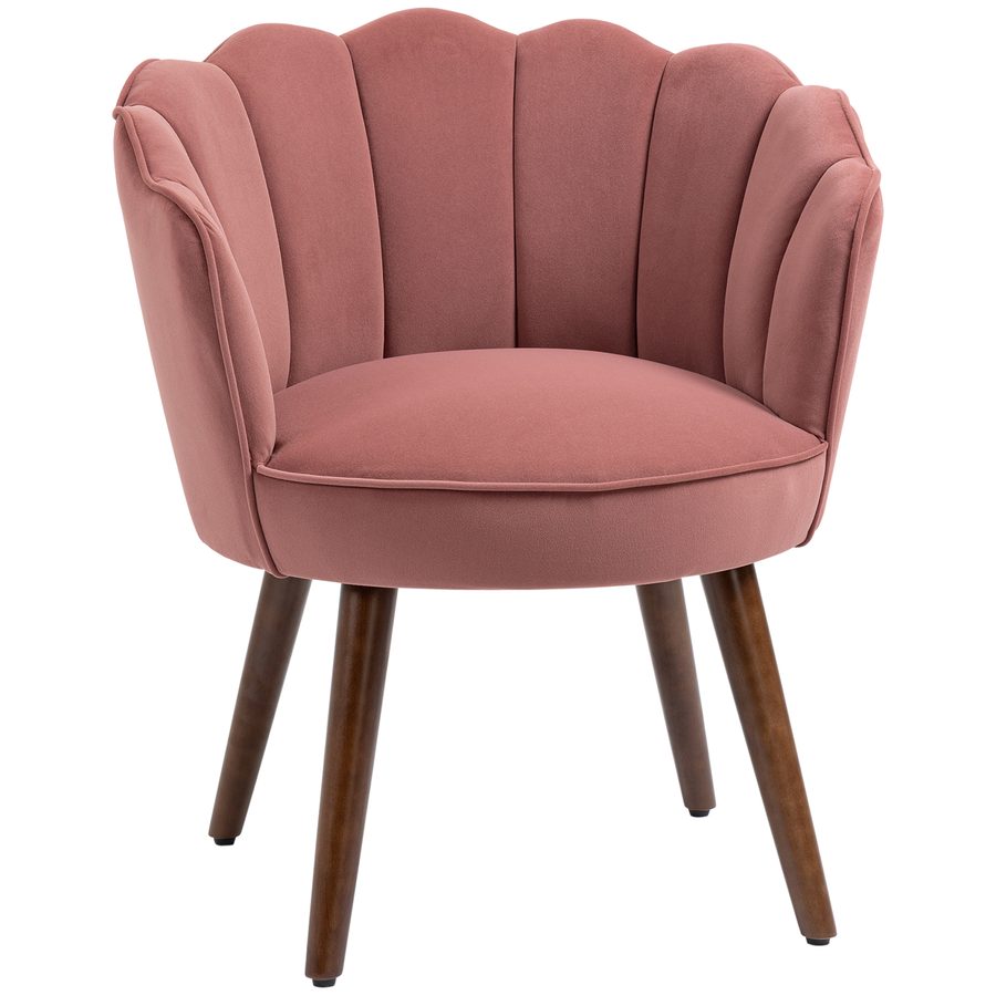 HOMCOM Esszimmerstuhl Küchenstuhl Sessel mit Rückenlehne Wohnzimmerstuhl Polyester Gummiholz Rosa 66 x 72 x 79 cm   Aosom von HOMCOM