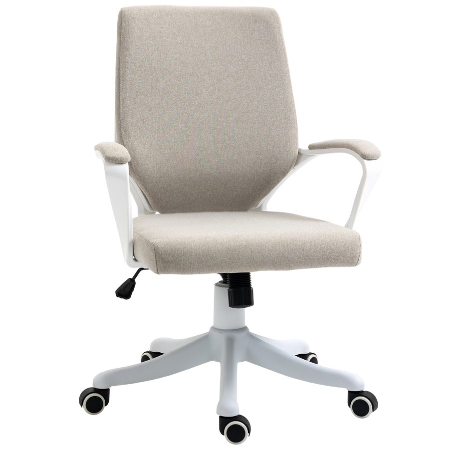 Vinsetto Bürosessel ergonomischer Schreibstuhl mit Lendenwirbelstütze höhenverstellbar bis 120 Kg in Beige für Büro & Homeoffice   Aosom.de von Vinsetto