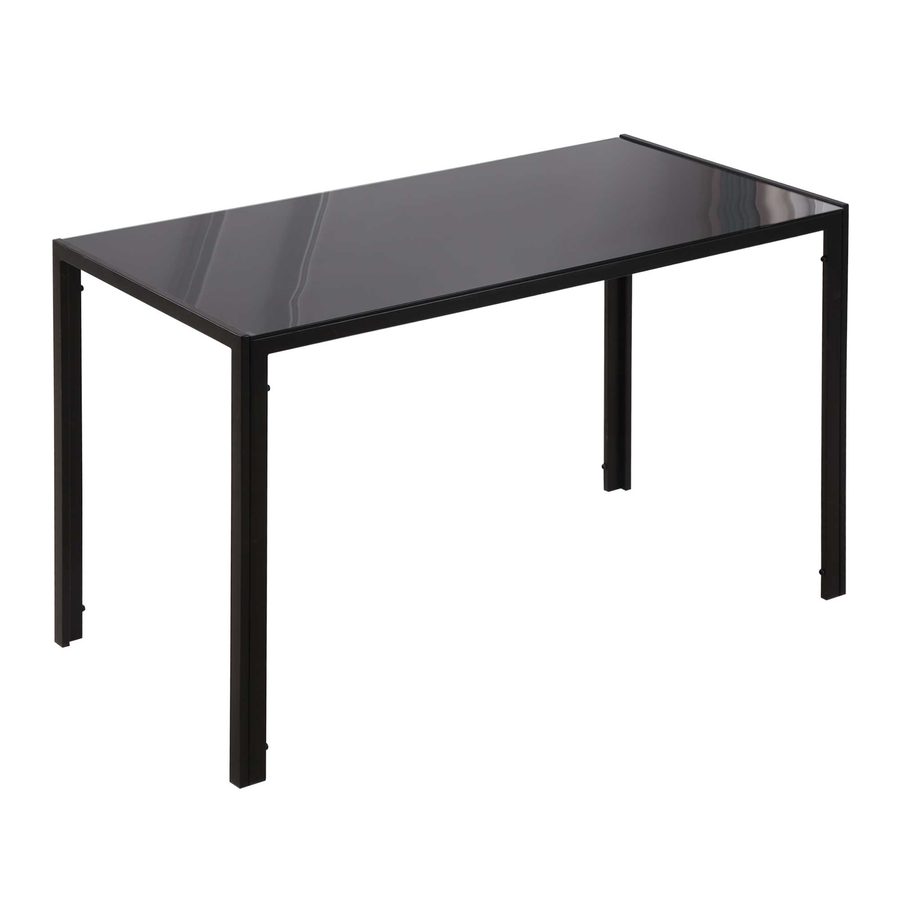 HOMCOM LED Esstisch Küchentisch für 4 Personen, Hartglas & Metall, Schwarz, 120x60x75cm, modern & stilvoll   Aosom.de von HOMCOM