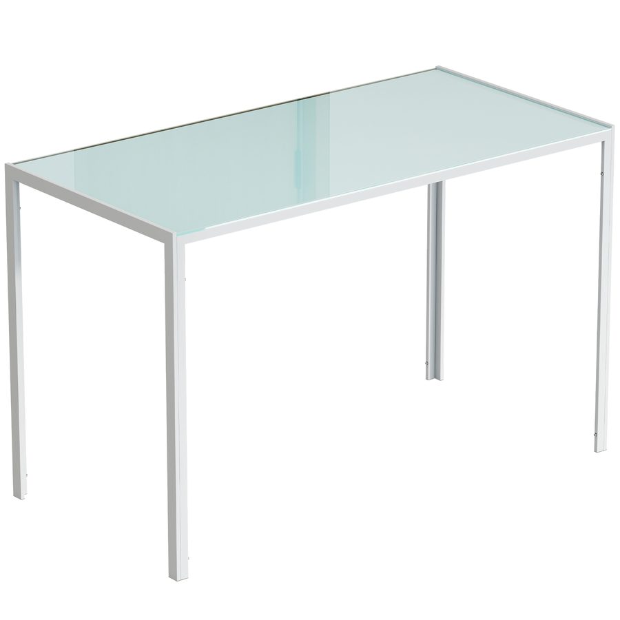 HOMCOM Esstisch 120 x 60 cm Küchentisch für 4 Personen Esszimmertisch mit Tischplatte aus Hartglas moderner Tisch für Küche, Esszimmer Wohnzimmer Weiß   Aosom von HOMCOM