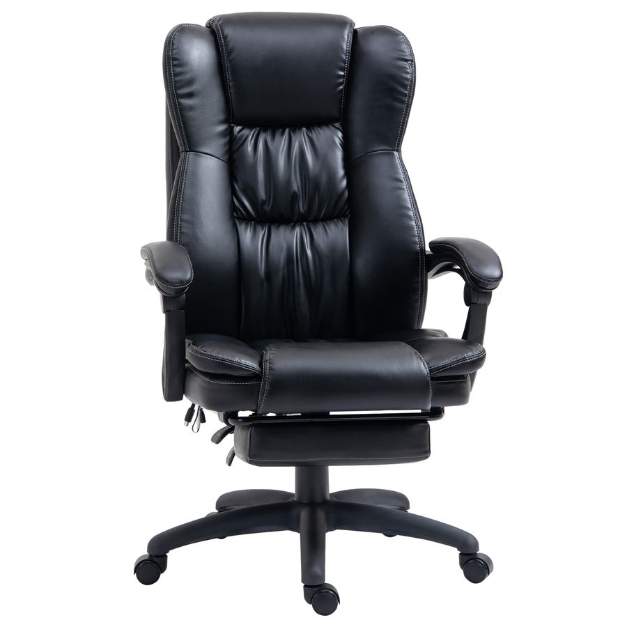 Vinsetto Bürostuhl  Schreibtischstuhl mit Fußstütze, Kopfstütze, Vibration, Massagefunktion, höhenverstellbar, Schwarz, 68,5x68,5x119-127cm  Aosom von Vinsetto