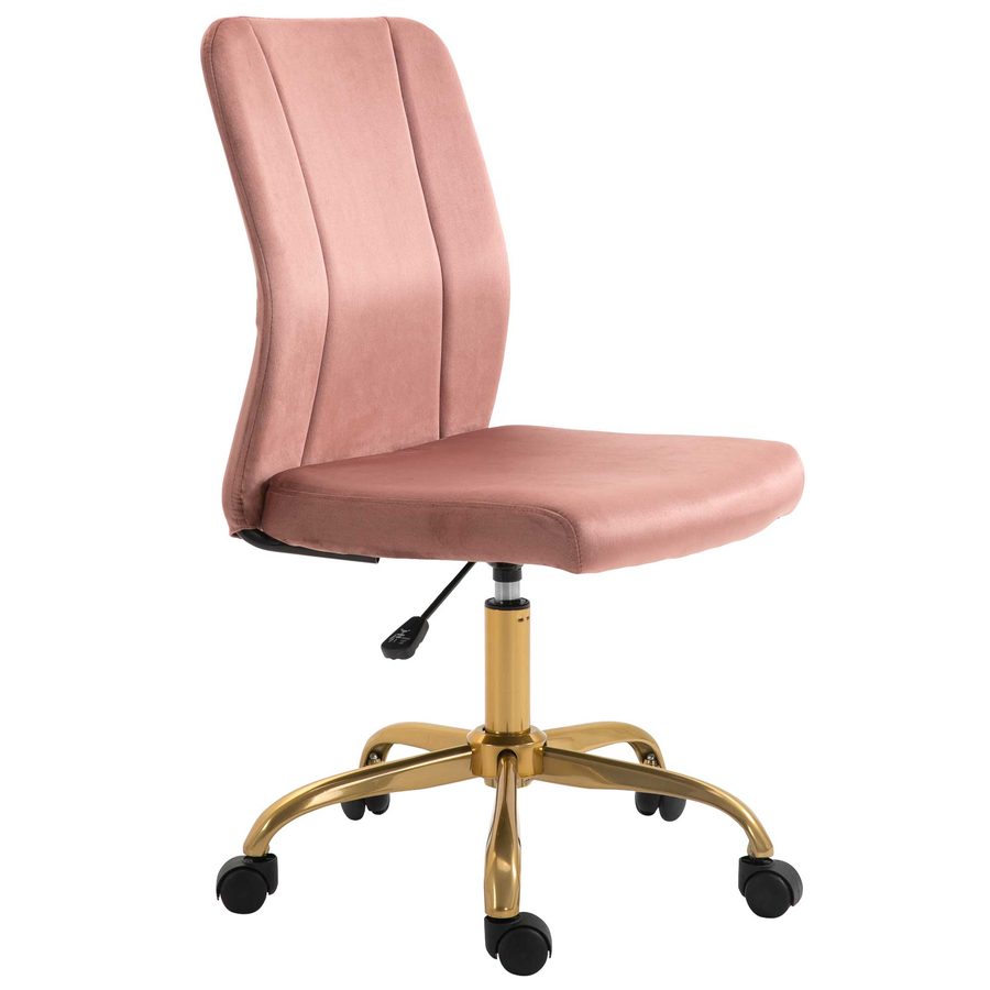 Vinsetto Bürostuhl im zeitgenössischen Design, drehbarer 360° ergonomischer Stuhl, gebogener Rückenlehne, höhenverstellbar, Samtbezug 56 x 60 x 102 cm rosa und gold   Aosom von Vinsetto