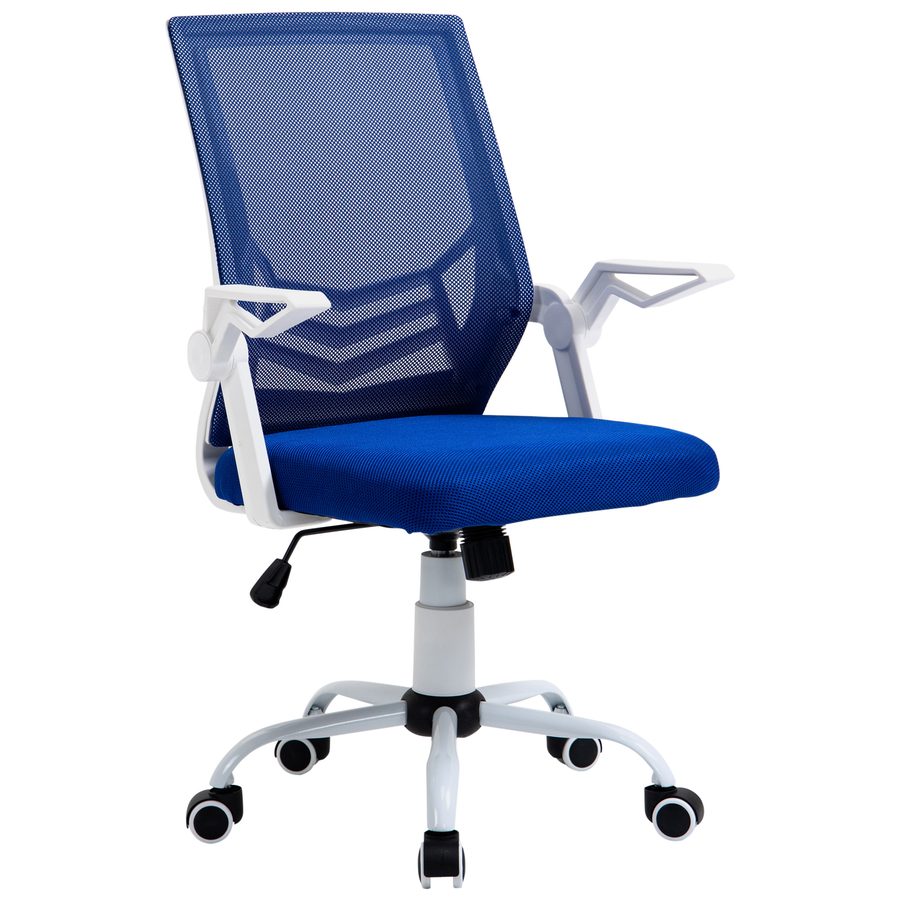 Vinsetto Bürostuhl ergonomischer Bürostuhl aus Mesh mit Lendenstütze, höhenverstellbar, Wippfunktion, 360° drehbare Armlehnen, klappbar, 62,5 x 55 x 94-104 cm, Blau   Aosom von Vinsetto