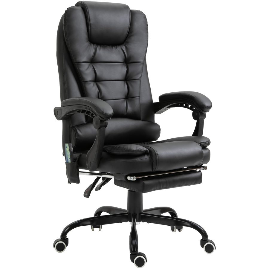 Vinsetto Massagesessel 7 Punkte, höhenverstellbarer Drehstuhl mit Fußstütze und Rückenpolster, 67 x 79 x 111-121 cm, für Entspannung & Komfort   Aosom.de von Vinsetto