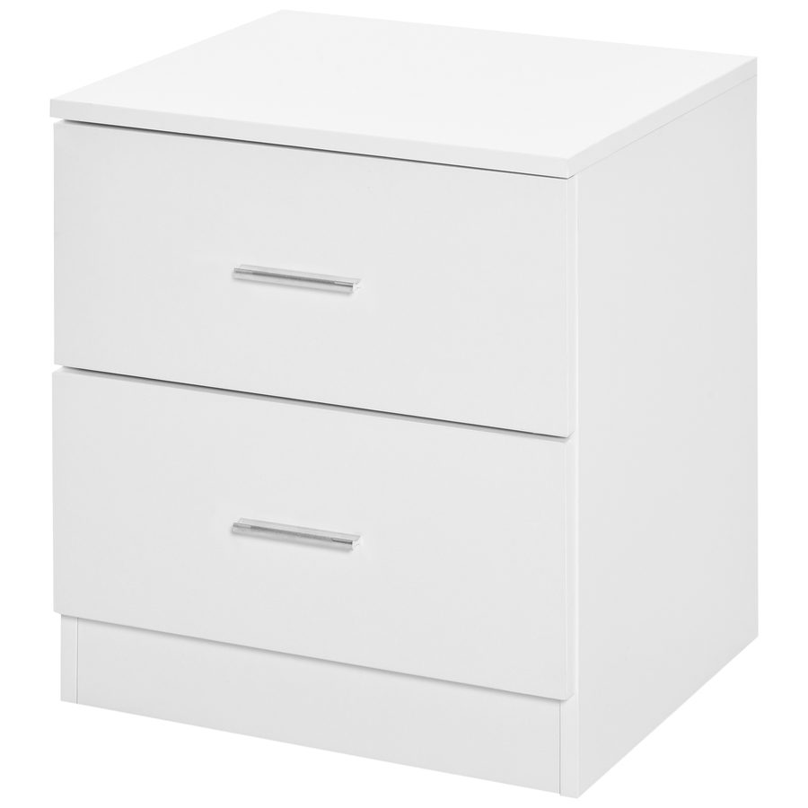 HOMCOM Nachttisch, Nachttisch, 2 Schubladen, Griff aus Aluminiumlegierung, Beistelltisch, Akzenttisch, modernes Design, 45 x 39,5 x 49 cm, Weiß   Aosom von HOMCOM
