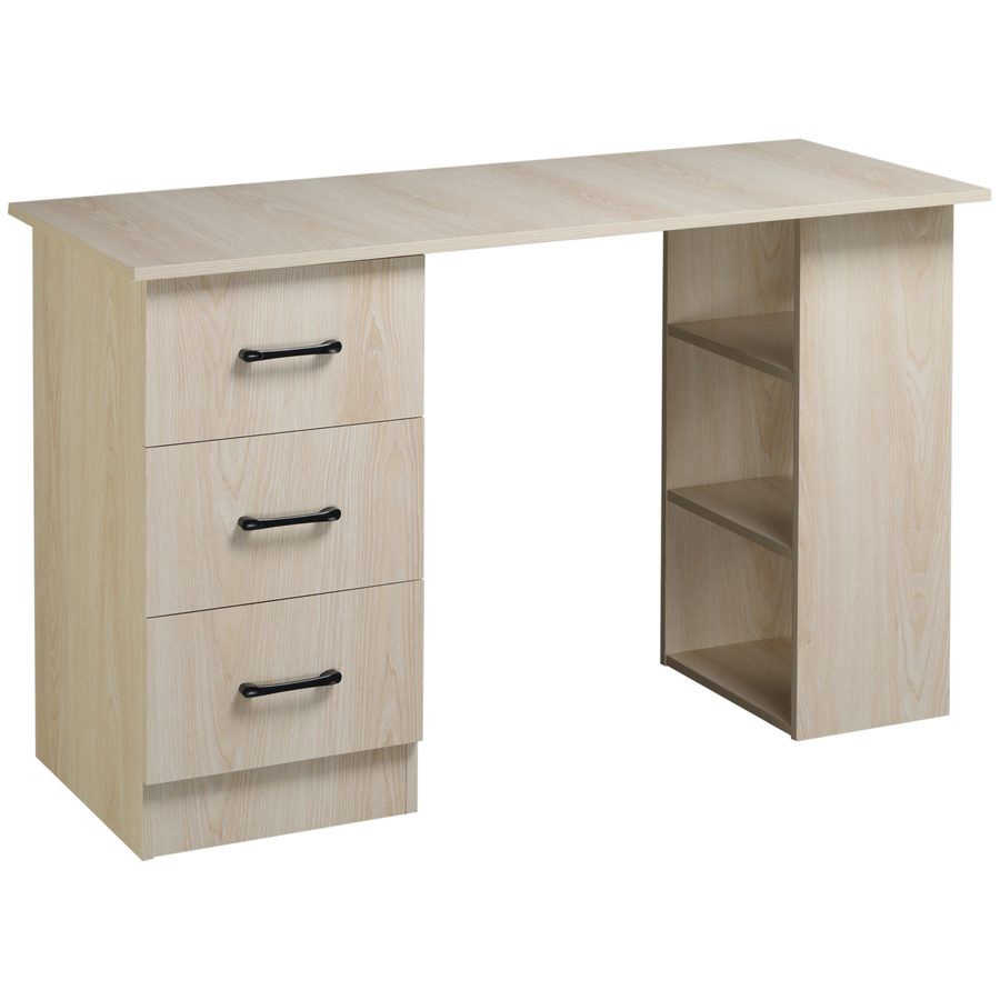 HOMCOM Schreibtisch Computertisch Bürotisch Arbeitstisch Regal mit 3 Schubladen Regale Natur 120 x 49 x 72 cm   Aosom von HOMCOM