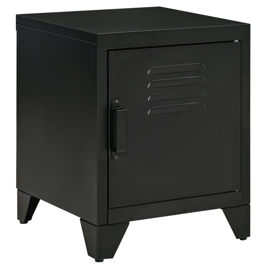 HOMCOM Nachttisch Nachtschrank Beistelltisch mit verstellbarem Regal Tür Nachtkommode Metall Schwarz 50 x 40 x 47 5 cm für Schlafzimmer   Aosom.de von HOMCOM