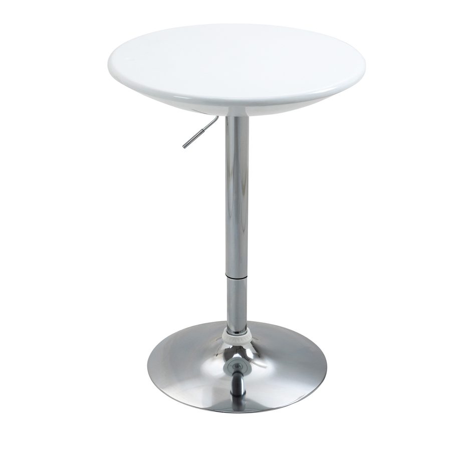 HOMCOM Bartisch moderner Esstisch Schreibtisch höhenverstellbar Metall ABS-Lackierung Weiß Ø61 x 76-97 cm für Küche & Wohnzimmer   Aosom.de von HOMCOM