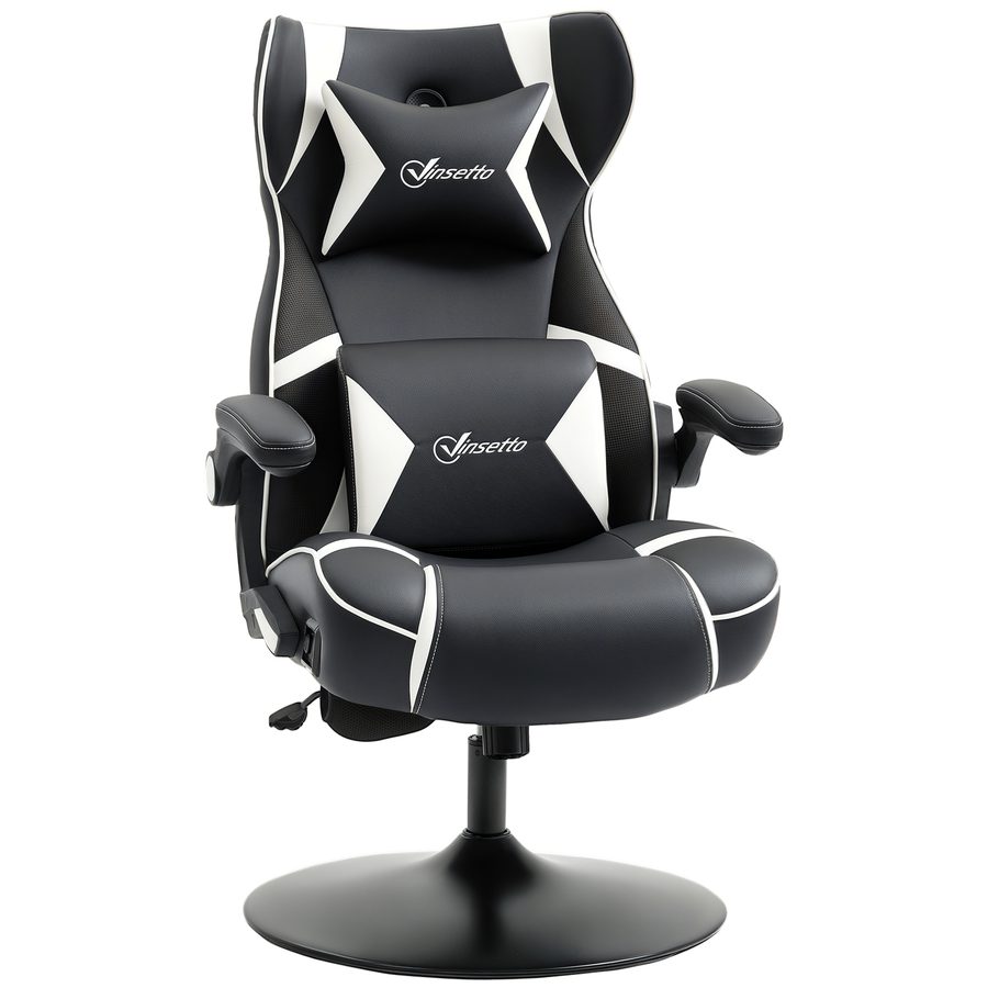 Vinsetto Gamingstuhl mit Wippfunktion, höhenverstellbarer Bürostuhl, ergonomischer Computerstuhl mit Lautsprecher, Lenden- und Nackenstütze   Aosom von Vinsetto