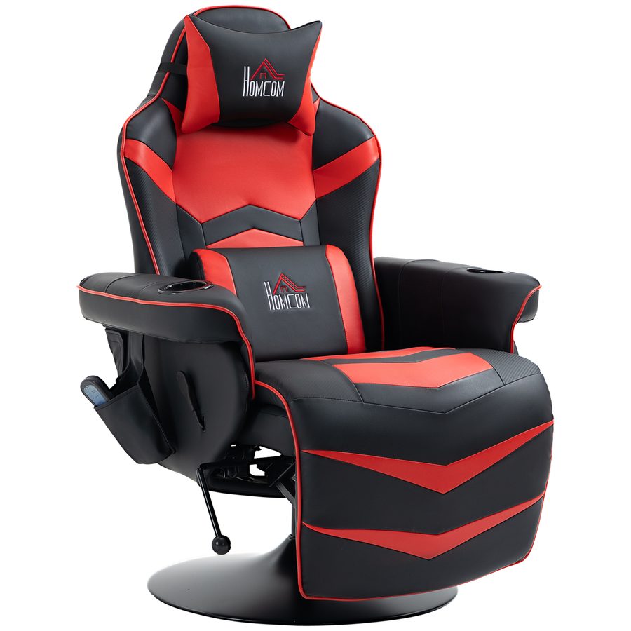 HOMCOM Gamingsessel mit Massagefunktion, ergonomischer Gaming Stuhl, Kunstleder, rot   Aosom.de von HOMCOM