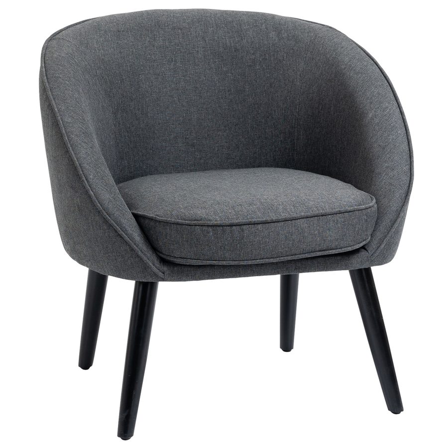 HOMCOM Loungesessel Cocktailsessel Polsterstuhl  Bürostuhl Wohnzimmerstuhl Esszimmermodern mit Leinen-Optik Holz Grau 71 x 65 x 75 cm   Aosom von HOMCOM