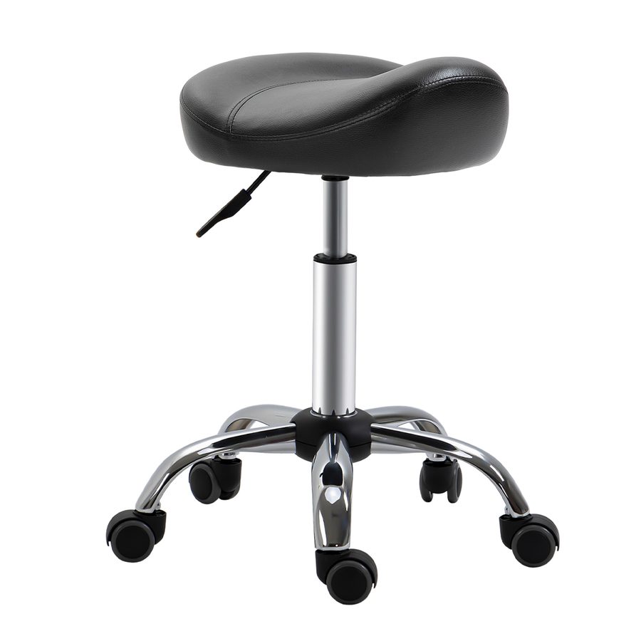 HOMCOM Rollhocker Höhenverstellbarer Arbeitshocker mit Rädern drehbar Kunstleder Schwarz 48 x 48 x 54-69 cm für Salon & Massage   Aosom.de von HOMCOM