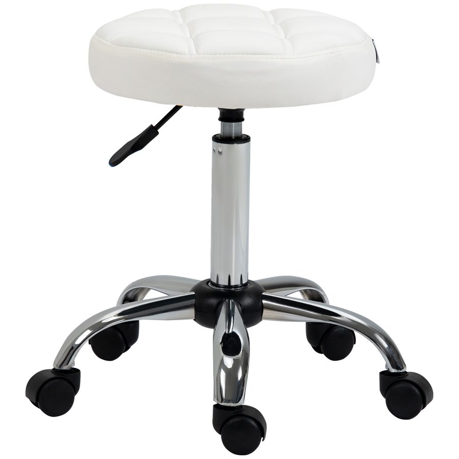 Vinsetto Rollhocker Höhenverstellbarer Drehbarer Arbeitshocker für Büro & Salon, Kunstleder Weiß Ø35,5 x 51-67 cm   Aosom.de von HOMCOM