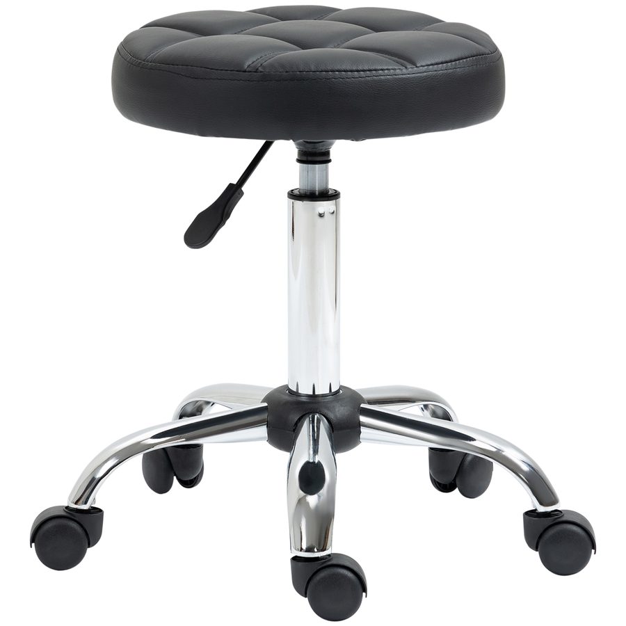 Vinsetto Rollhocker Höhenverstellbarer Drehbarer Arbeitshocker Schwarz Ø35,5 cm, Kunstleder für Büro & Salon 51-67 cm   Aosom.de von HOMCOM