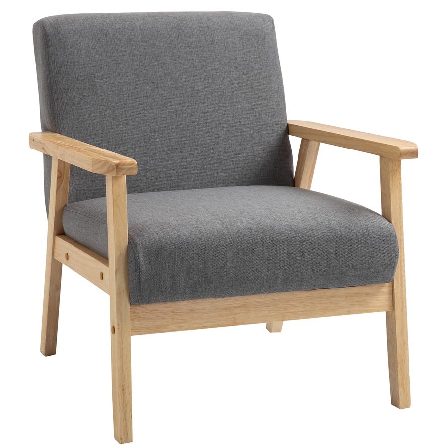 HOMCOM Ohrensessel, Loungesessel mit Armlehnen, Esszimmerstuhl, Relaxsessel in Leinenoptik, Polstersessel, Grau, 64 x 70 x 72 cm  Aosom von HOMCOM