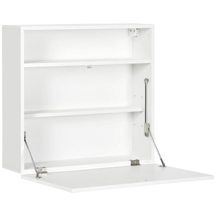HOMCOM Wandtisch klappbar Wandklapptisch mit Ablagefächer Schreibtisch Klappbarer Computertisch Bürotisch modernes Design Spanplatte Weiß 64x20x60 cm   Aosom von HOMCOM