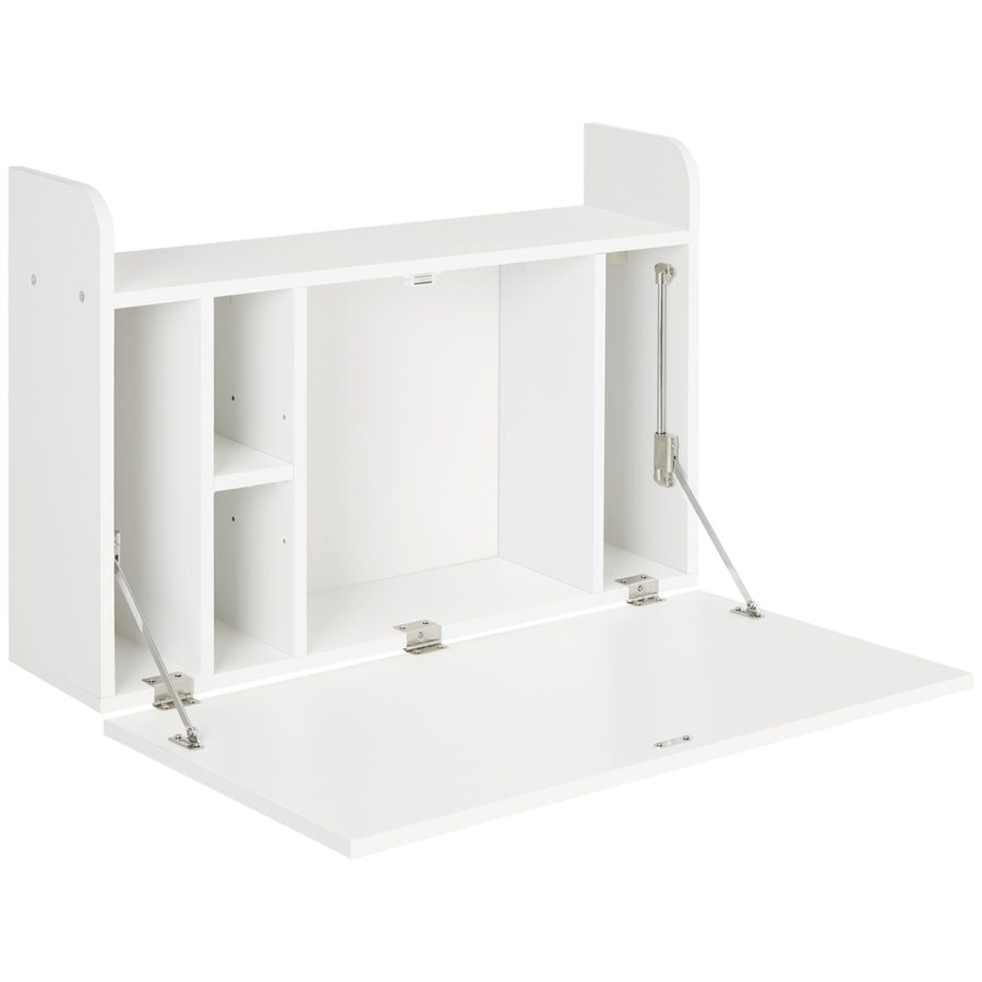 HOMCOM Wandtisch klappbar Wandklapptisch Schreibtisch mit Regalen großer Stauraum Computertisch Bürotisch Esstisch modernes Design Weiß 77x20x41 cm   Aosom von HOMCOM