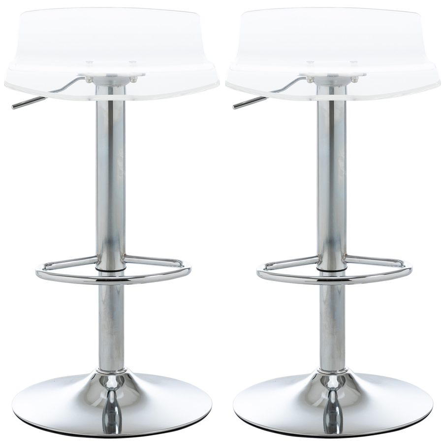 HOMCOM Set mit 2 zeitgenössischen Design-Barhockern, transparente Acryl-Sitzfläche und verchromtes Metallgestell - 360° drehbar - höhenverstellbar mit Fußstützen - transparent   Aosom von HOMCOM