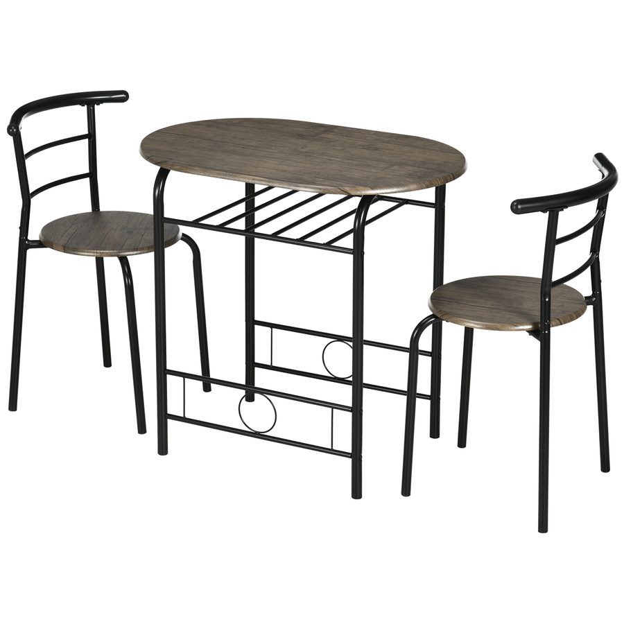 HOMCOM Bistro-Set Esstisch Küchentisch mit Stühlen Set, 1 Tisch, 2 Stühle, 80 cm x 53 cm x 74,5 cm, Schwarz   Aosom von HOMCOM