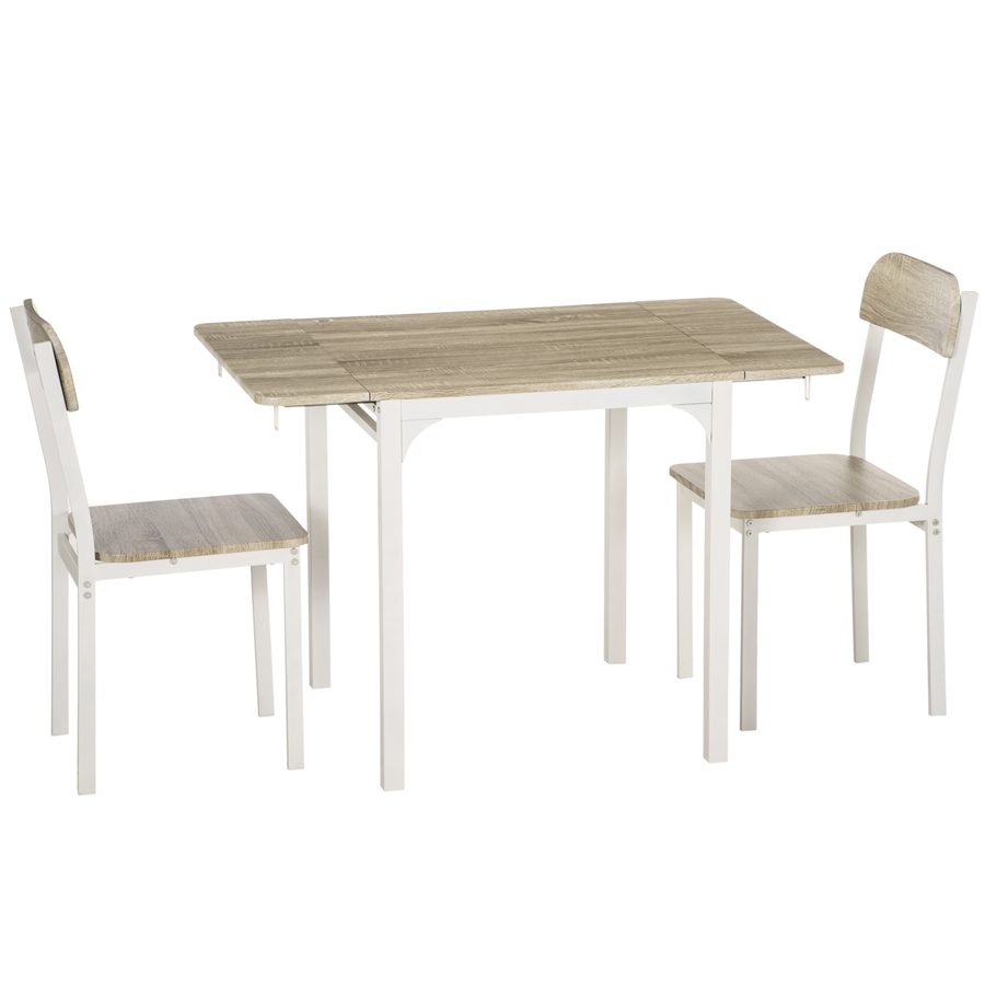 HOMCOM Tischgruppe, Klapptisch Esstisch, Essgruppe mit 2 Stühlen, 120 x 60 x 75 cm, MDF, ideal für Küche & Esszimmer, Natur   Aosom.de von HOMCOM