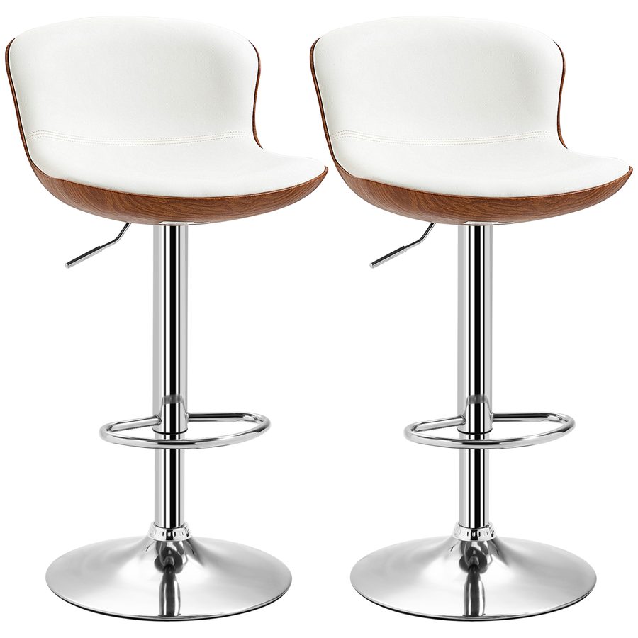 HOMCOM 2er-Set Barhocker, Bistrohocker mit Fußstütze, Drehbar Barstuhl, Höhenverstellbar Küchenhocker aus Kunstleder, für Wohnzimmer, Esszimmer, Cremeweiß   Aosom von HOMCOM