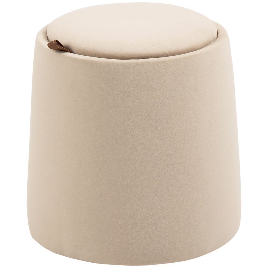 HOMCOM Ottomane runder Sitzhocker mit Stauraum in Beige Samtoptik abnehmbarer Deckel Ø44cm x 47,5cm als Beistelltisch   Aosom.de von HOMCOM