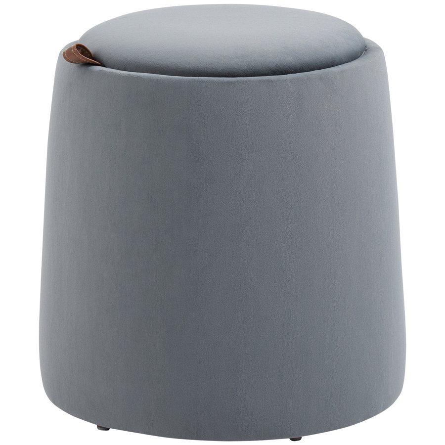 HOMCOM 2-in-1 Ottomane runder Sitzhocker in Grau Samtoptik mit Stauraum abnehmbarer Deckel Ø44cm x 47,5cm vielseitig einsetzbar als Beistelltisch   Aosom.de von HOMCOM