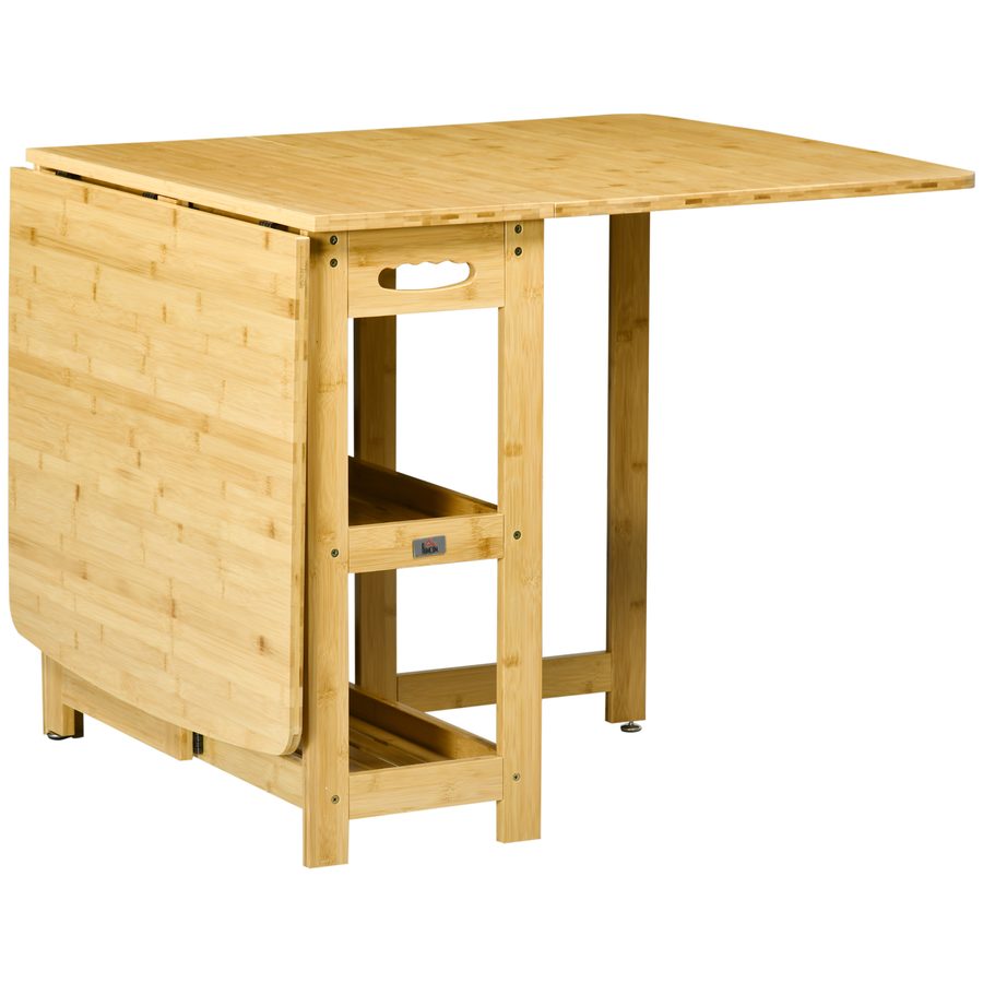 HOMCOM Esstisch, Klapptisch, Esszimmertisch, Küchentisch mit Ablagefächer, verstellbaren Füße, Bambus, Naturholz, 149,5 x 80 x 73,5 cm  Aosom von HOMCOM