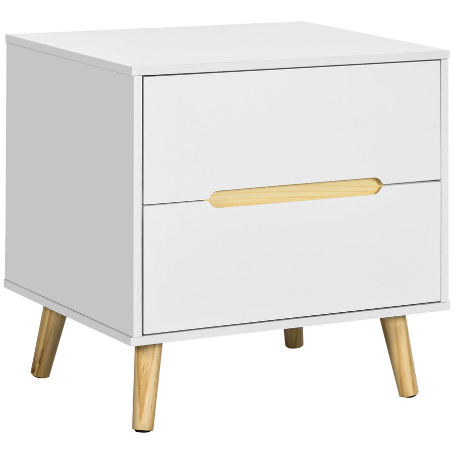 HOMCOM Nachttisch Nachtschrank Beistelltisch Nachtkommode mit 2 Schubladen Sofatisch für Wohnzimmer Schlafzimmer Modernes Design Weiß 50 x 40 x 50,5 cm   Aosom von HOMCOM