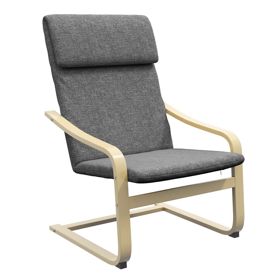 HOMCOM Relaxsessel Ruhesessel mit Kopfkissen Schwingstuhl Esszimmerstuhl Leinenoptik Dunkelgrau Birkenholz 66,5x80x99cm für Wohnzimmer   Aosom.de von HOMCOM