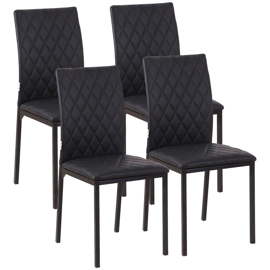 HOMCOM 4er-Set Esszimmerstuhl gepolsterte Küchenstühle mit Stahlbeinen Schwarz 41 x 50 x 91 cm für modernes Esszimmer   Aosom.de von HOMCOM