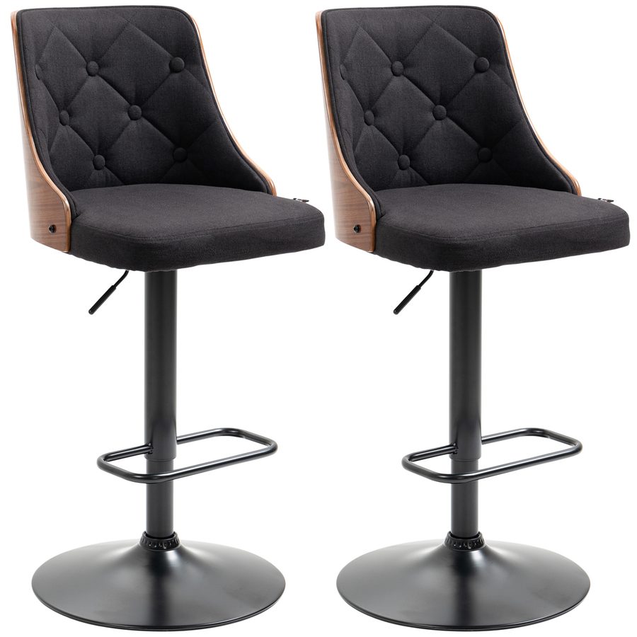 HOMCOM 2er-Set Höhenverstellbare Barhocker 360° drehbar, Hochstuhl mit Fußstütze, gepolsterter Stoff   Aosom von HOMCOM