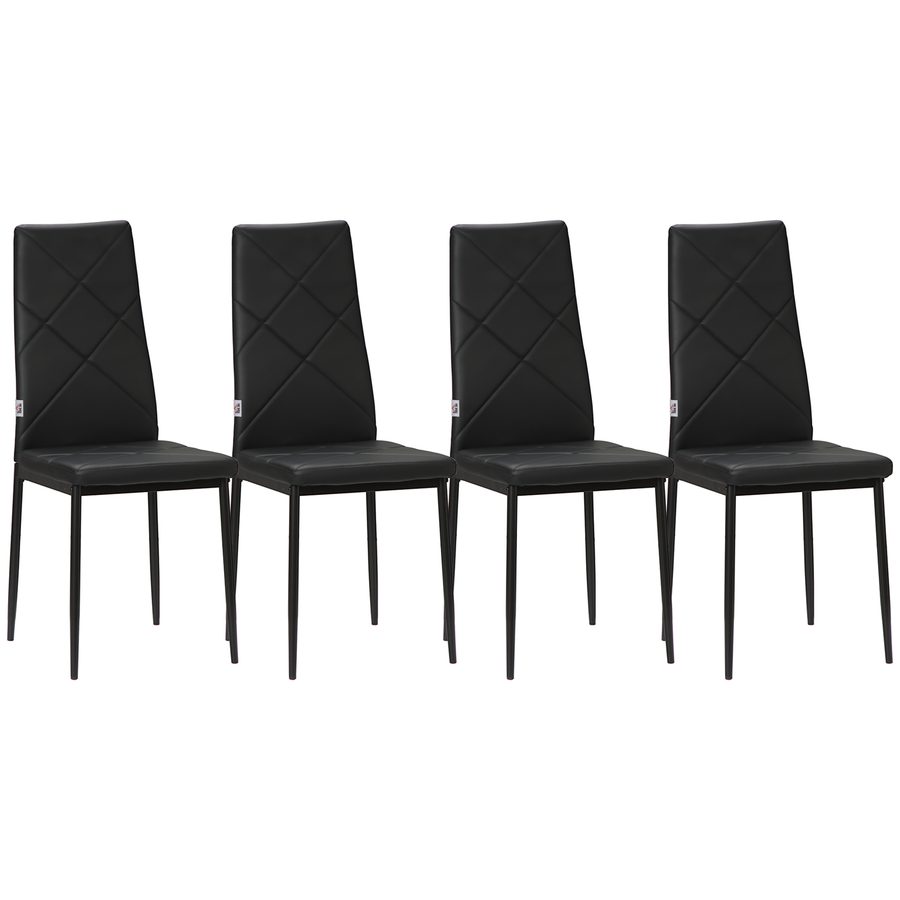 HOMCOM Esszimmerstuhl 4er Set gepolsterte Küchenstühle mit Stahlbeinen aus Kunstleder Schwarz 41x50x97cm für modernes Esszimmer   Aosom.de von HOMCOM