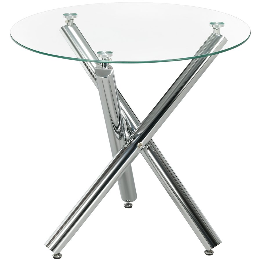 HOMCOM Bartisch küche, Esstisch rund, randloses Design, Gehärtetes Klarglas, für 2-4 Personen, Kleiner Fußabdruck, Stahlbeine, Ø 80 x 74 cm   Aosom von HOMCOM