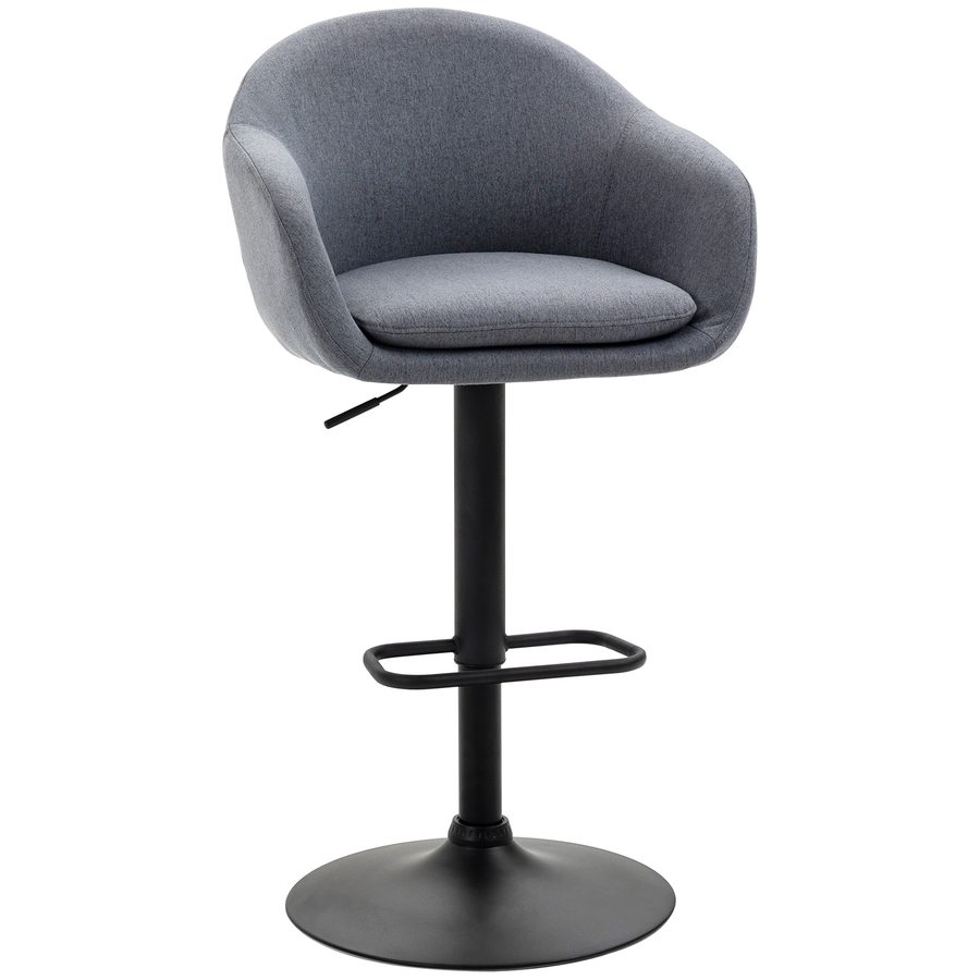 HOMCOM Barhocker höhenverstellbar mit Lehne und mit Fußstütze; 110kg belastbar Leinenoptik, 54 cm x 54 cm x 112 cm, Grau   Aosom.de von HOMCOM