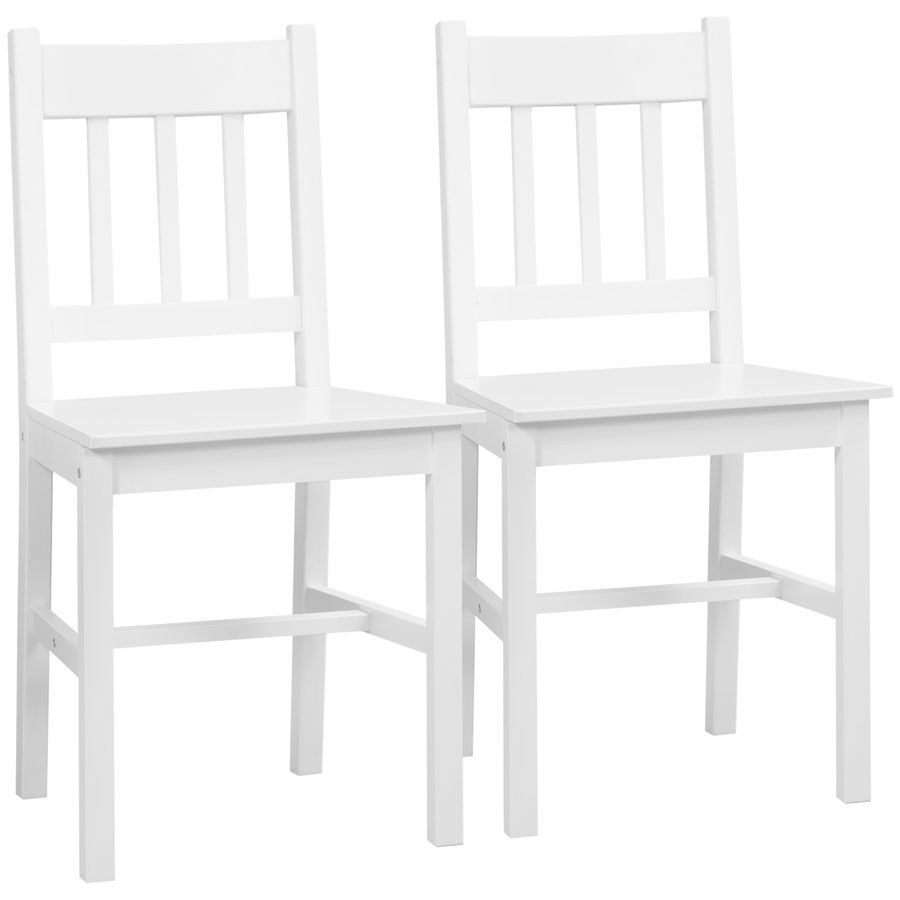 HOMCOM Esszimmerstuhl 2er Set stilvolle Küchenstühle in Weiß Kiefernholz 41x46,5x85,5cm ideal für Esszimmer & Wohnbereich   Aosom.de von HOMCOM