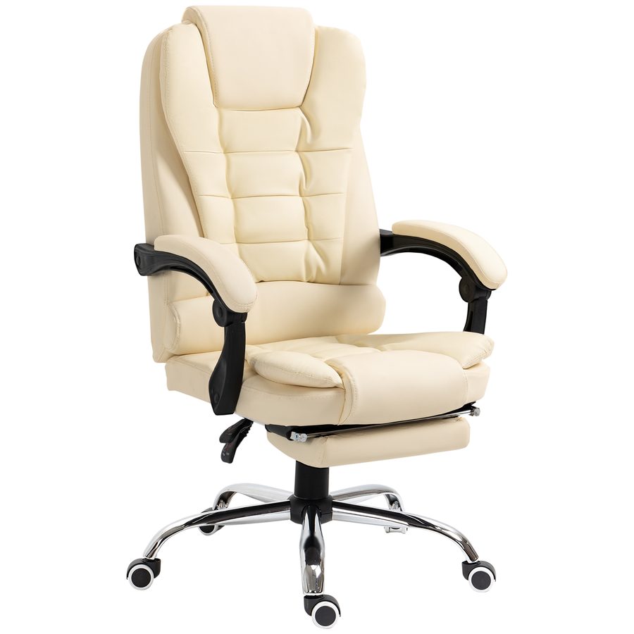HOMCOM Chefsessel Bürostuhl mit Fußstütze, höhenverstellbarer Schreibtischstuhl mit Neigefunktion & Armlehnen, Kunstleder, ergonomisch   Aosom.de von HOMCOM